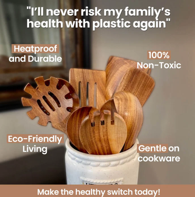 The TeakWood 9™ | Premium Non-Toxic Utensil Set