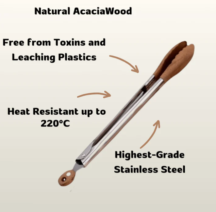 EmberGrip™ Acacia Tongs